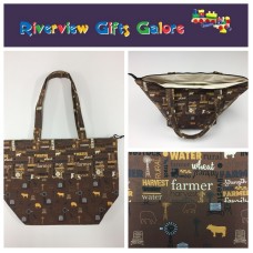 Large Tote Bag With Zip - Farmers Fighting Spirit - Words and Animals Large Tote Bag With Zip - Farmers Fighting Spirit - Words and Animals